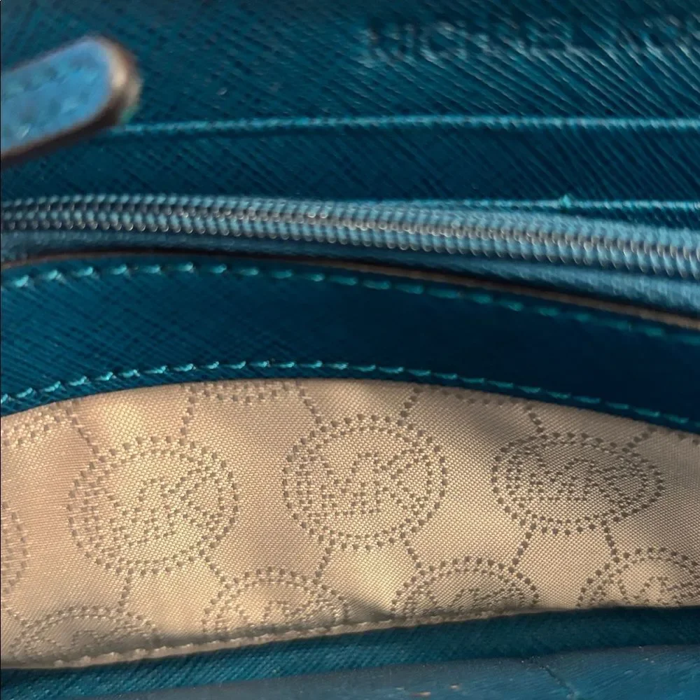 Michael Kors Explore Teal Zip Around Wallet